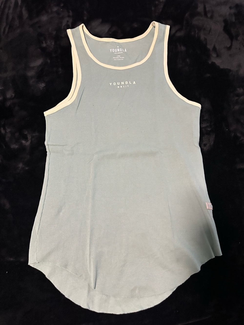 Mens YoungLA 313 Rocket Ribbed Gym Bodybuilding Tank Top - Mint Size Large Trim